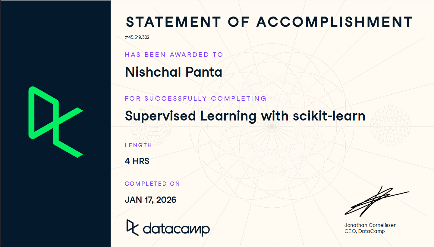 Supervised Learning Certificate